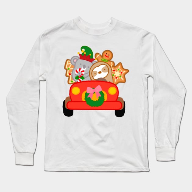 Cute Holiday Cheer Christmas Car Long Sleeve T-Shirt by theslothinme